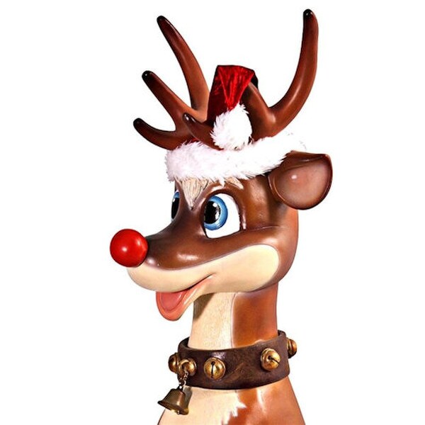 Display Outdoor Santas Red Nosed Christmas Reindeer Statue Sitting
